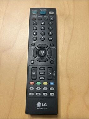 Genuine LG Black Remote Control with Colored Function Buttons - AKB73655806